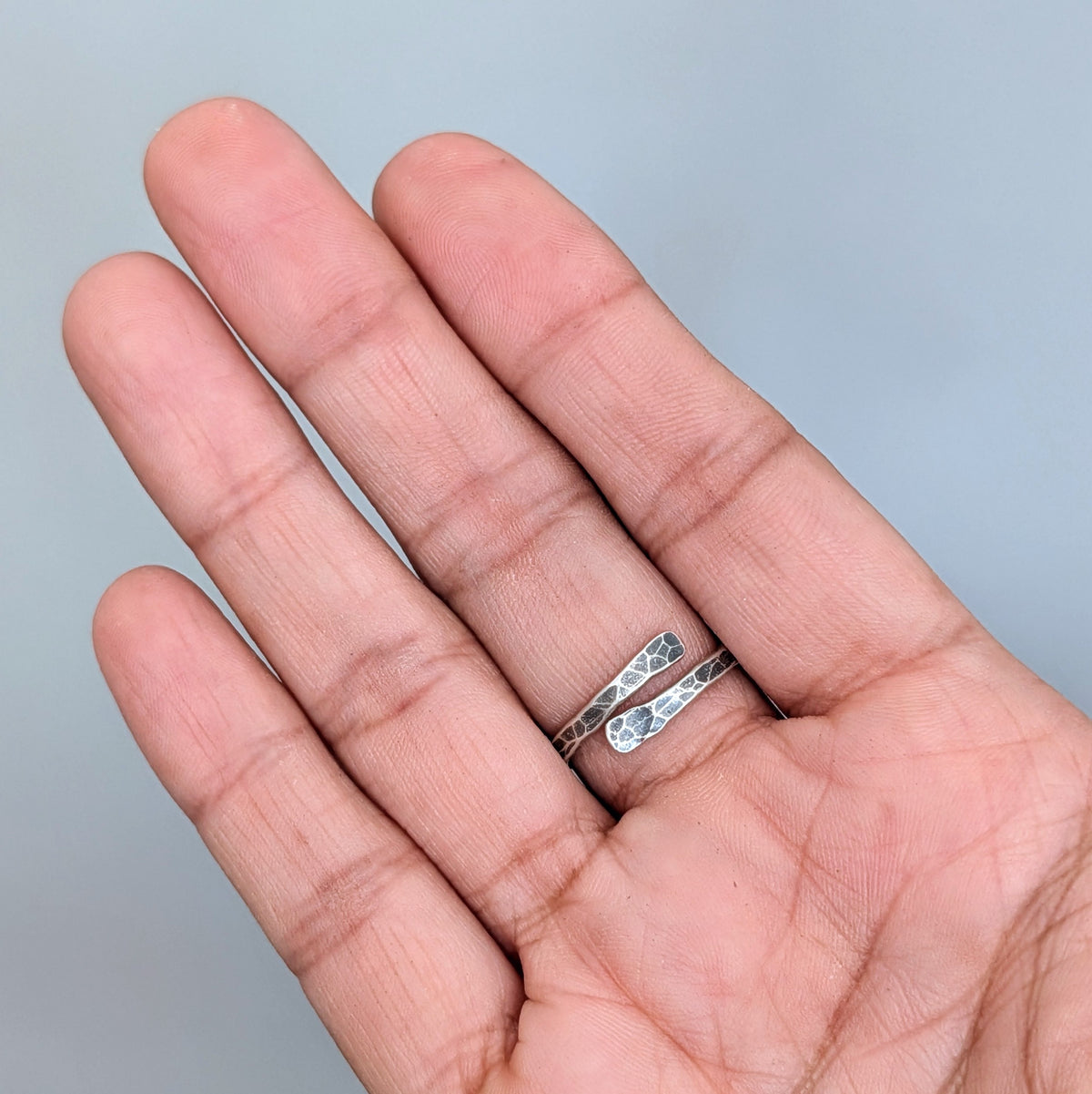 Green Labradorite Oval Ring- Hammered Sterling Silver Band, Adjustable