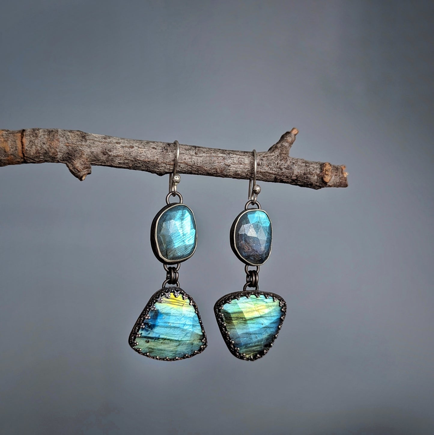 Faceted labradorite earrings