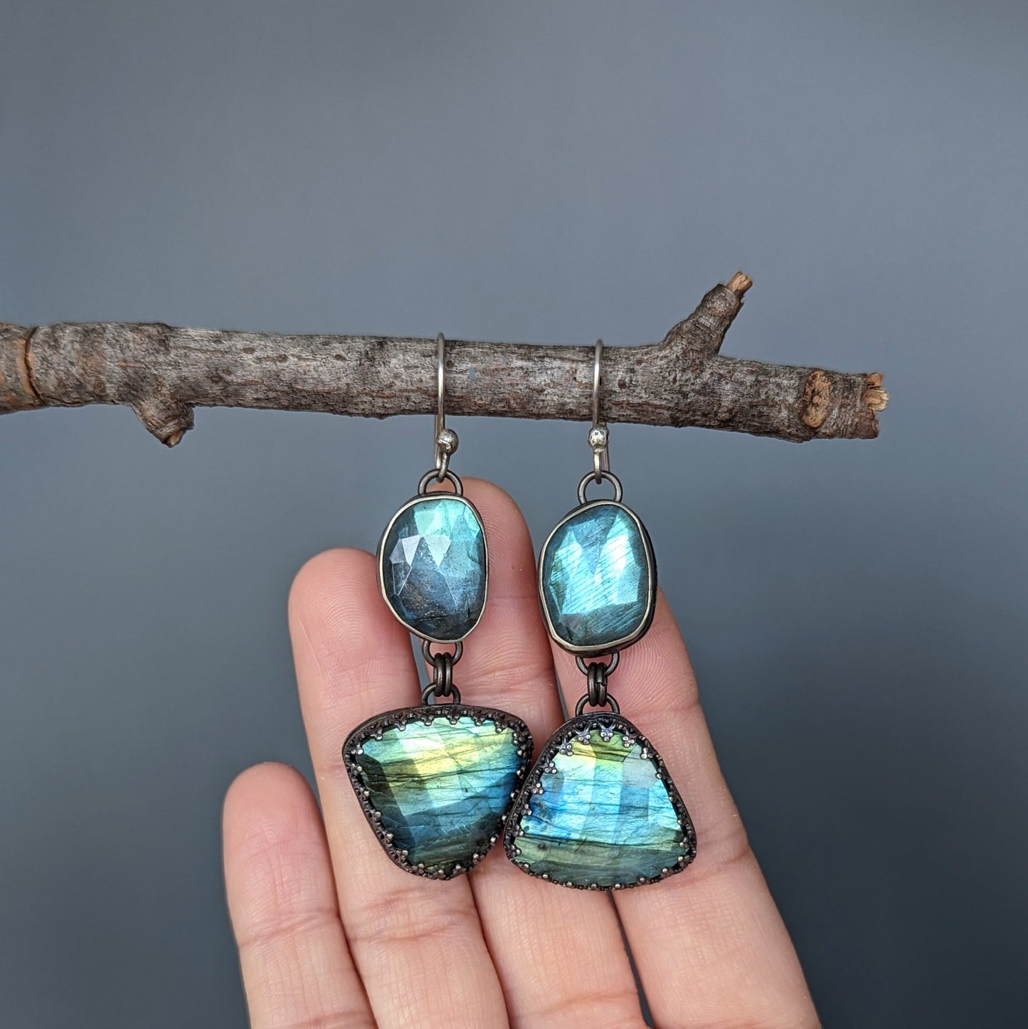 Faceted labradorite earrings
