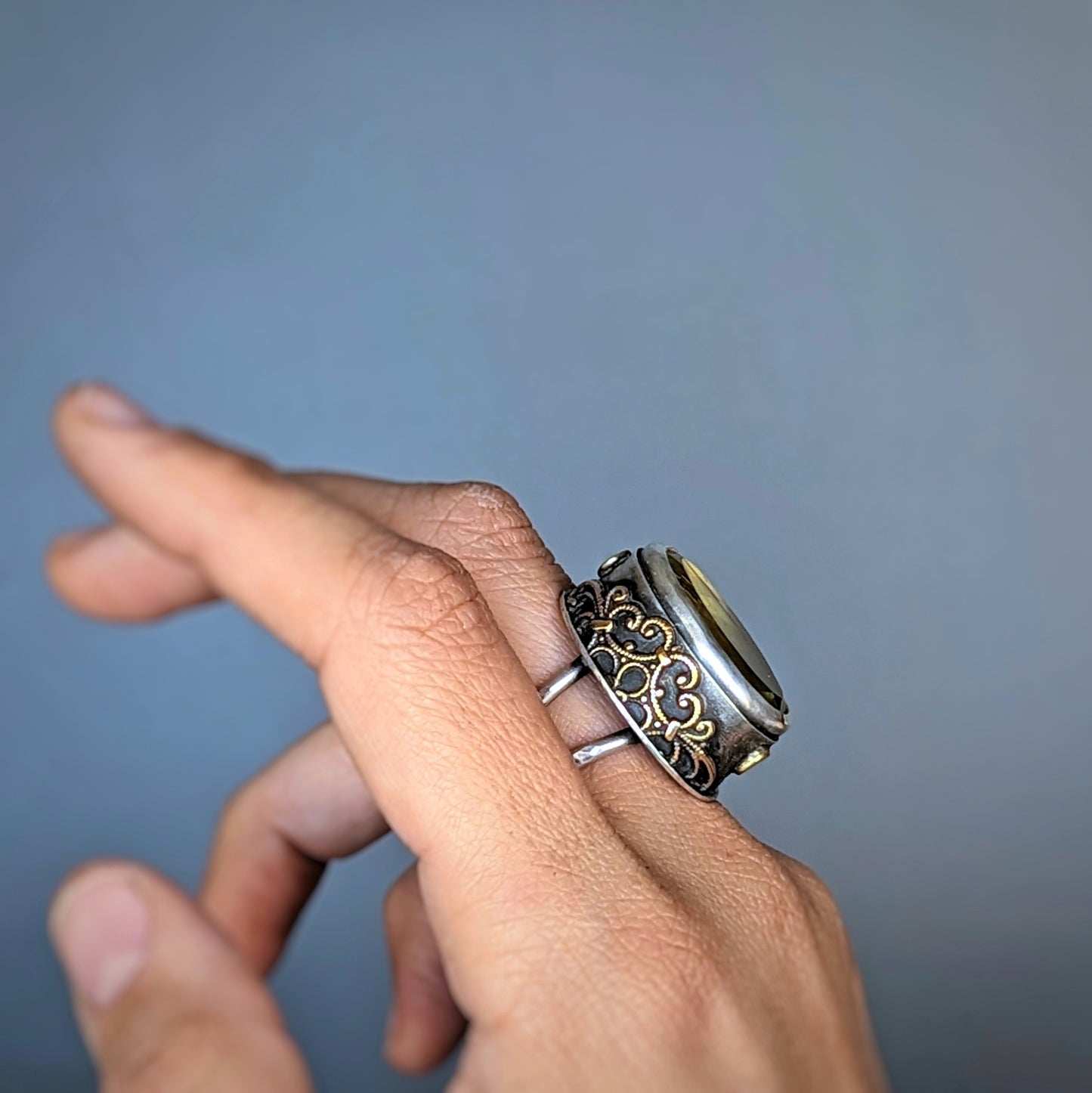 The Royal Ring; artisan lemon quartz sterling silver statement ring