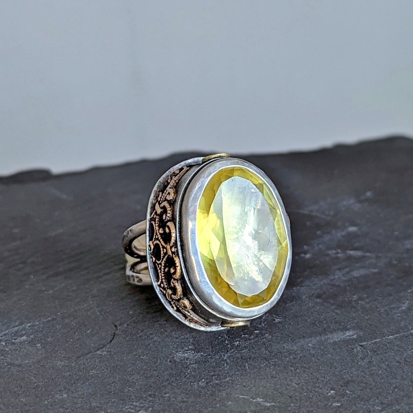 The Royal Ring; artisan lemon quartz sterling silver statement ring