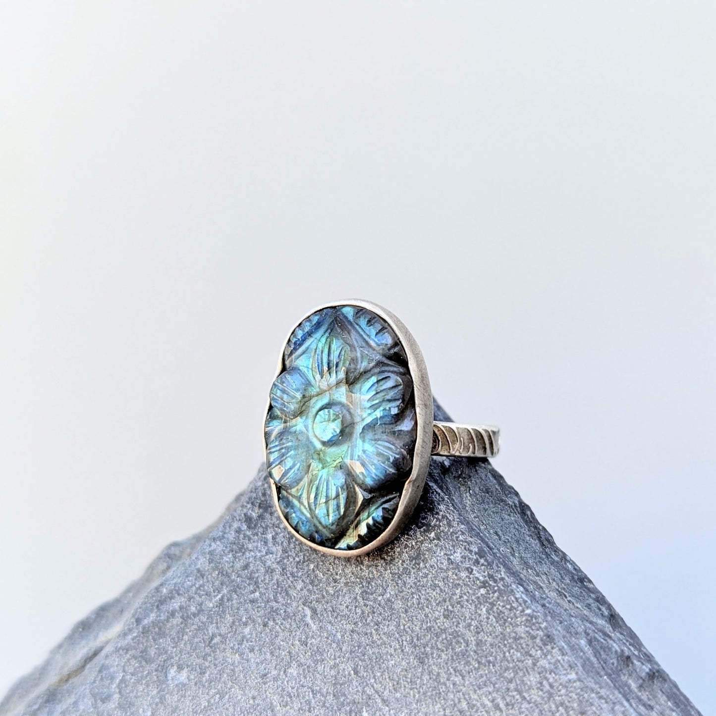 Petite Aurora Bloom Ring 2, adjustable sterling band