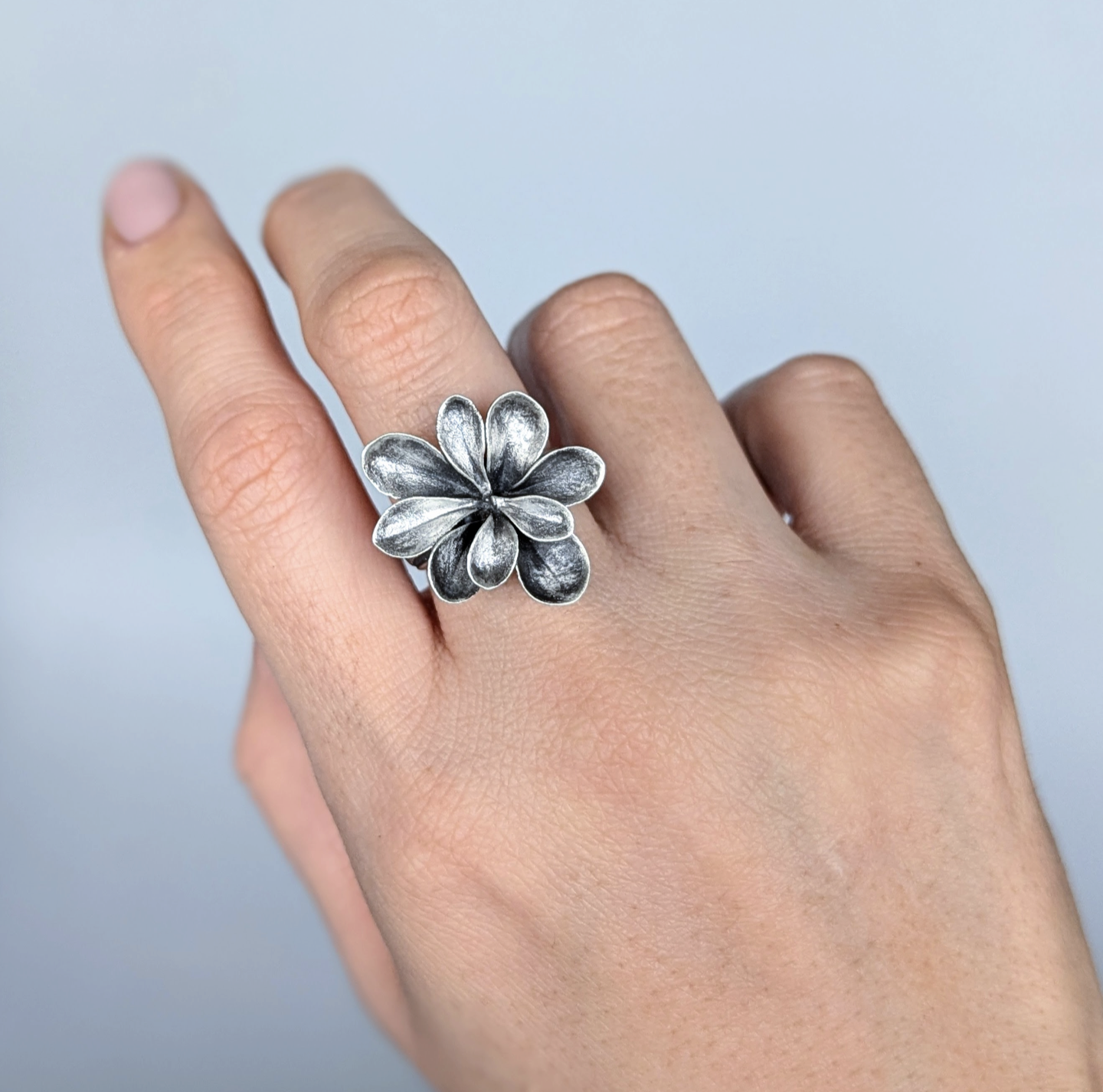 Florae Metallum: Cast Solid Sterling Silver Succulent Statement Ring #2, size 8.25