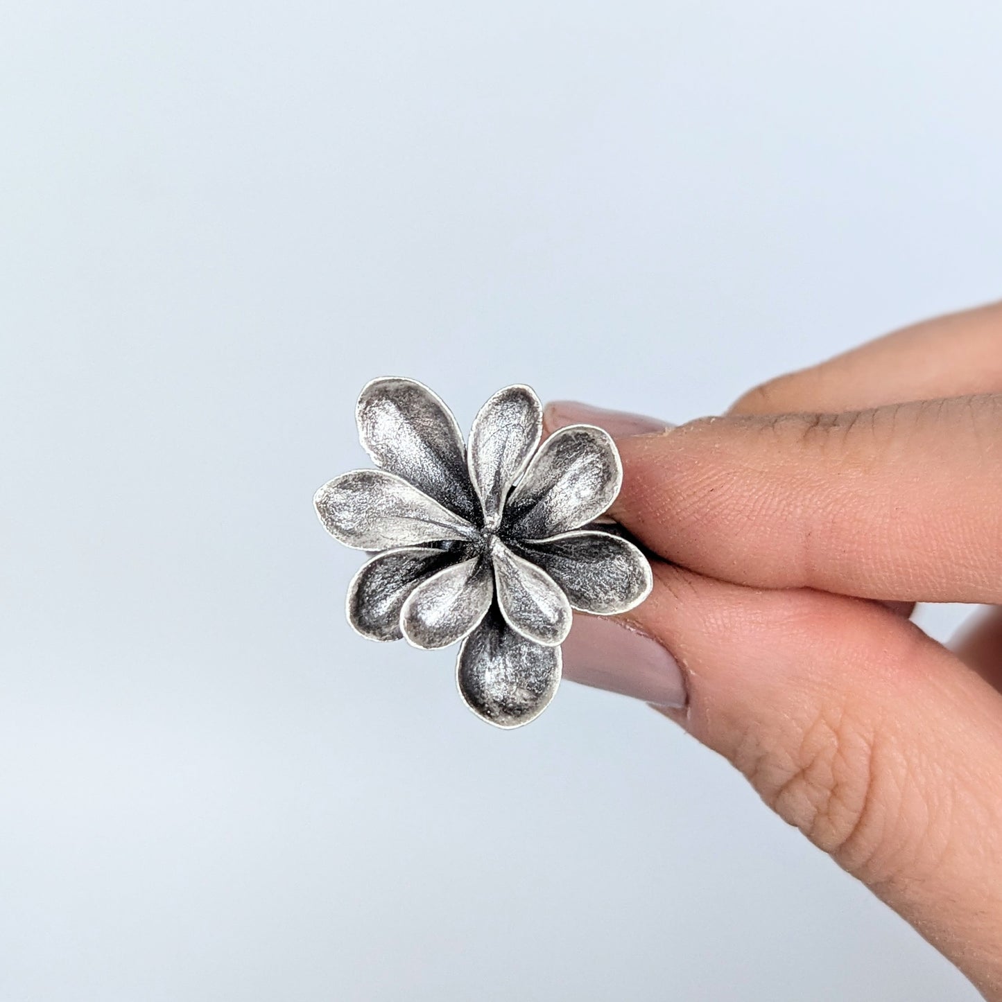 Florae Metallum: Cast Solid Sterling Silver Succulent Statement Ring #2, size 8.25