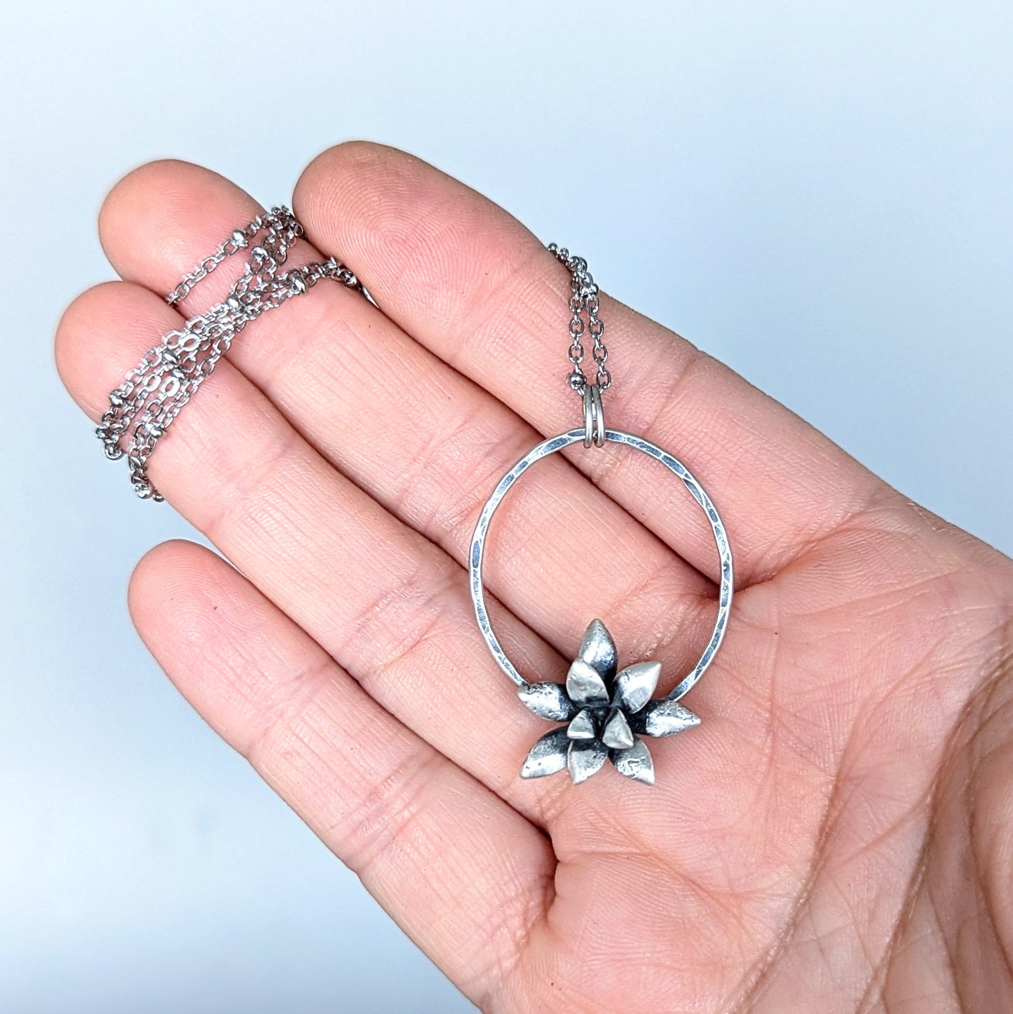 Florae Metallum: Cast Solid Sterling Silver Succulent Necklace