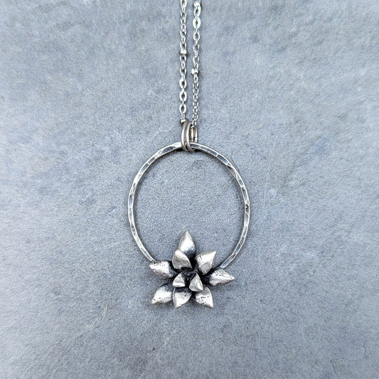 Florae Metallum: Cast Solid Sterling Silver Succulent Necklace