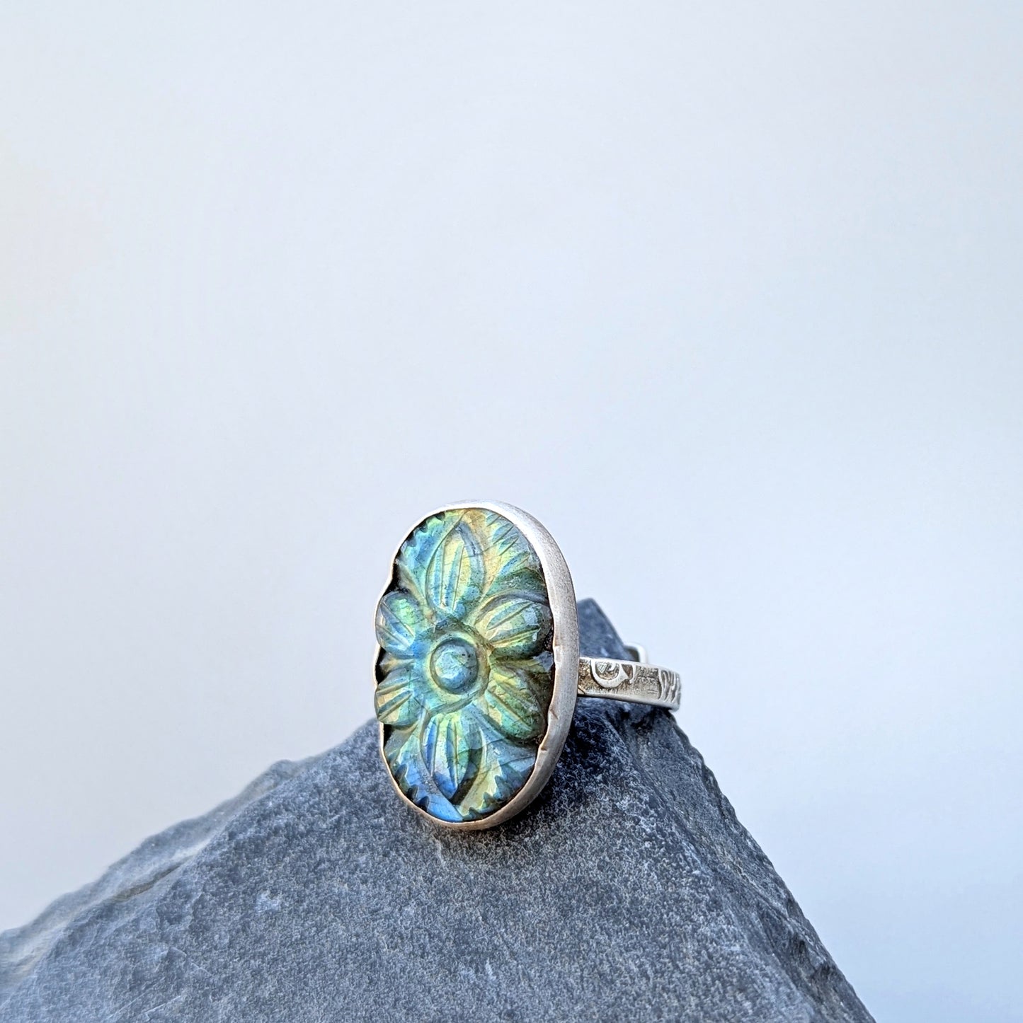 Petite Aurora Bloom Ring 3, adjustable sterling band