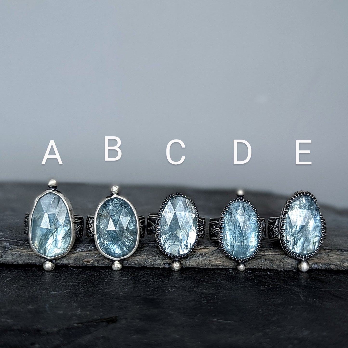 Faceted Aqua Kyanite Sterling Silver Artisan Statement Ring