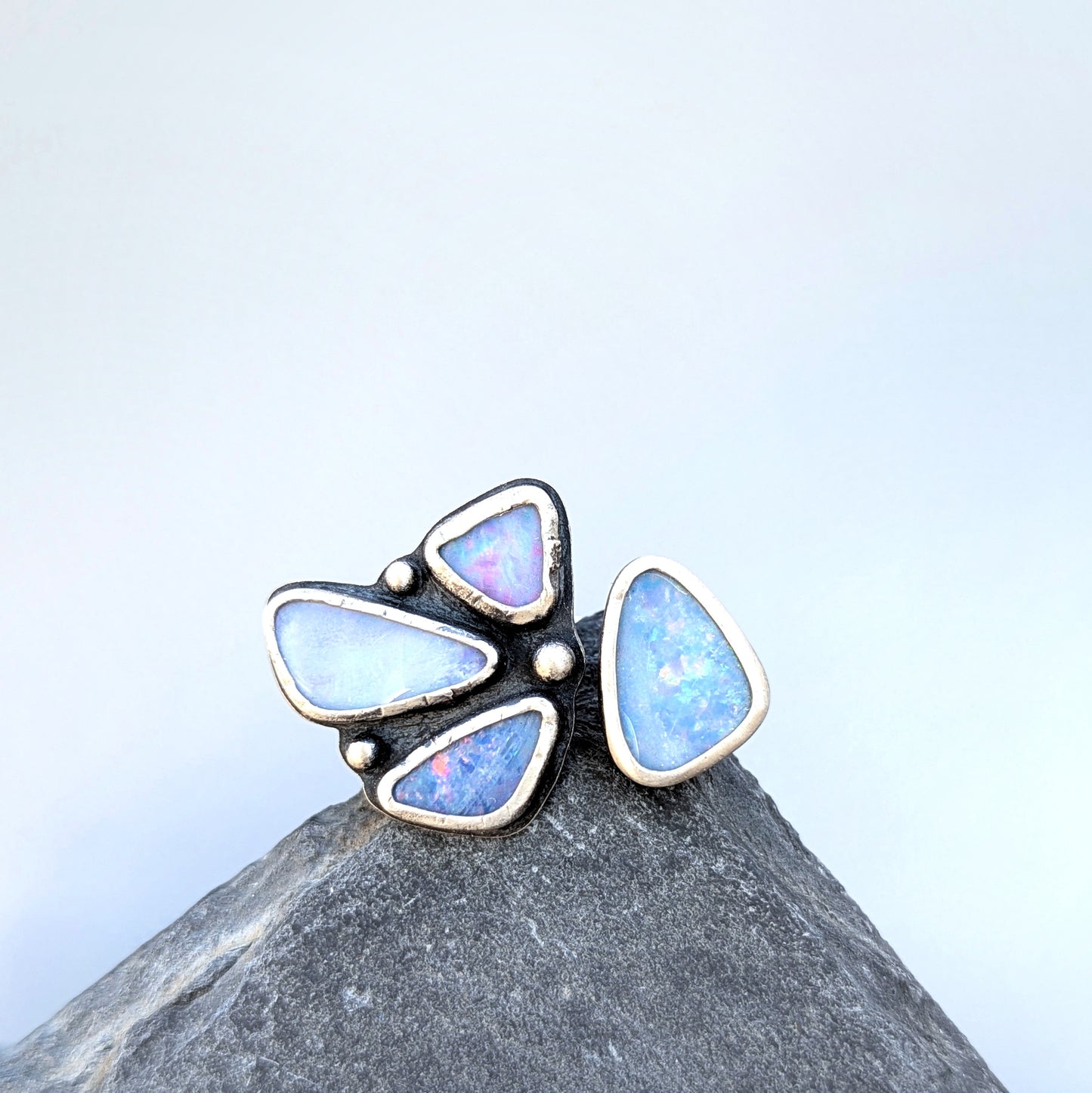 Solaris Australian Opal Open Band Ring, sz 8.5-9