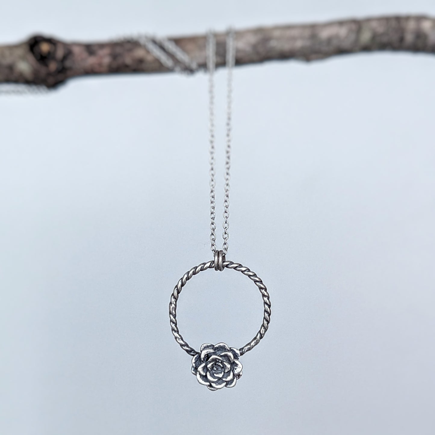 Florae Metallum: Cast Solid Sterling Silver Succulent Necklace