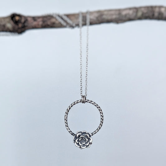 Florae Metallum: Cast Solid Sterling Silver Succulent Necklace
