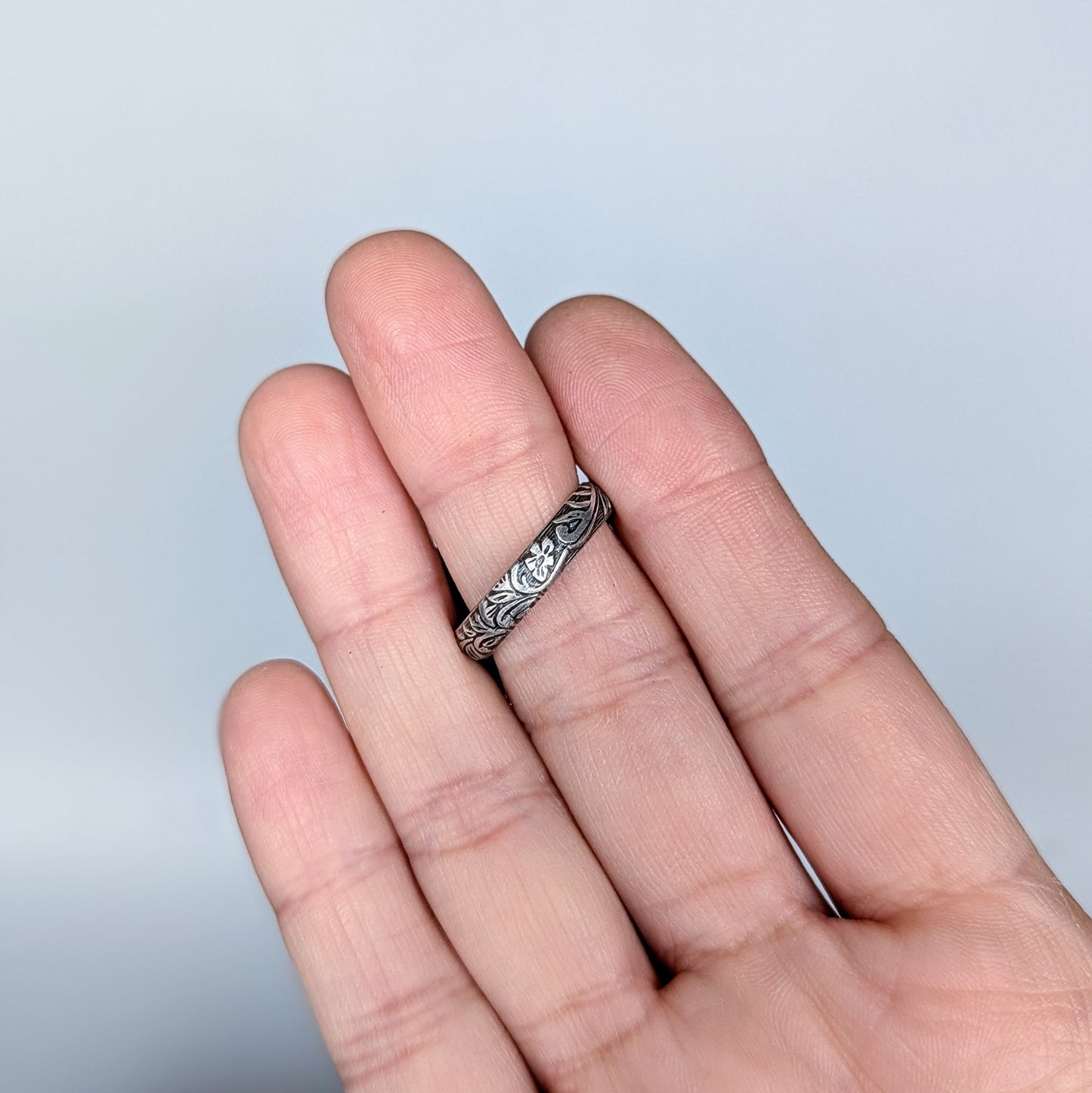 Gemmaflora Collection: Blue Kyanite and Succulent Sterling Silver Open Band Ring