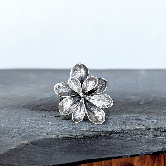 Florae Metallum: Cast Solid Sterling Silver Succulent Statement Ring #2, size 8.25