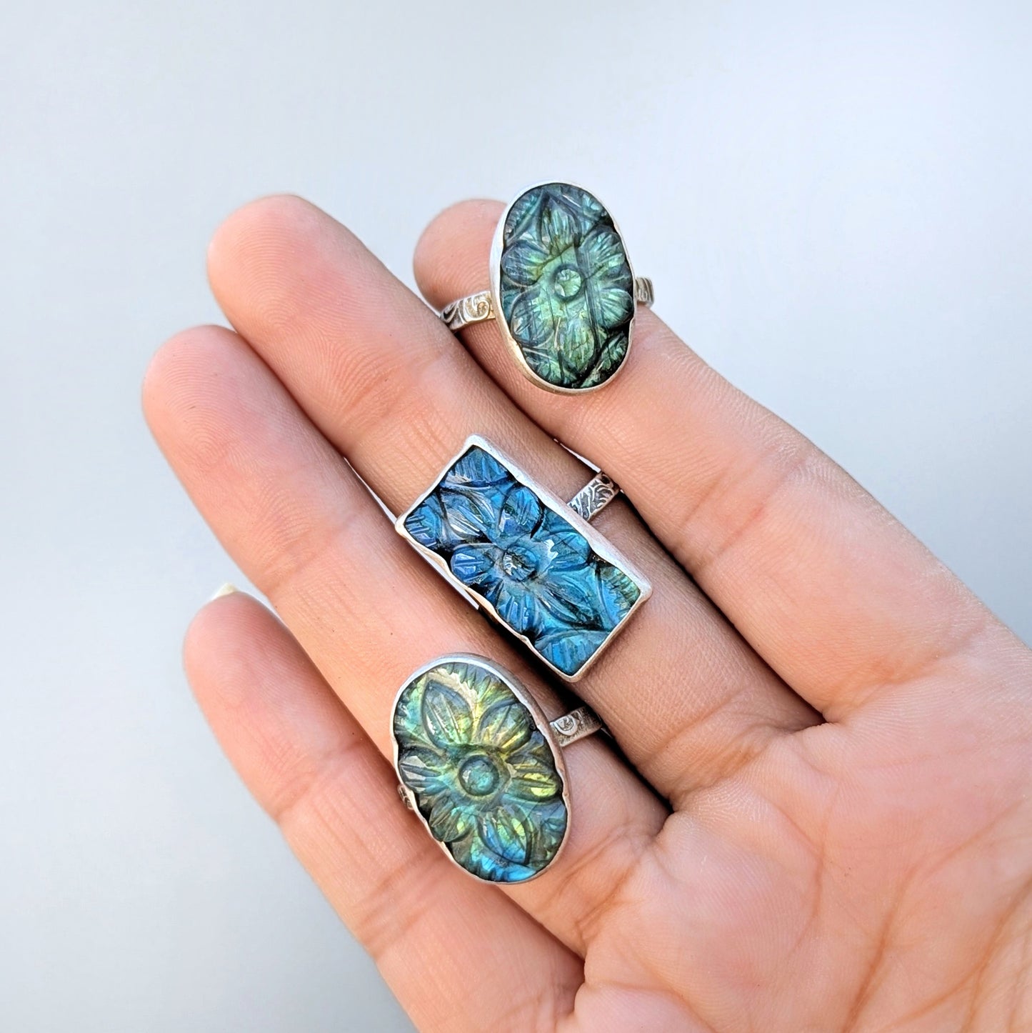 Petite Aurora Bloom Ring 3, adjustable sterling band