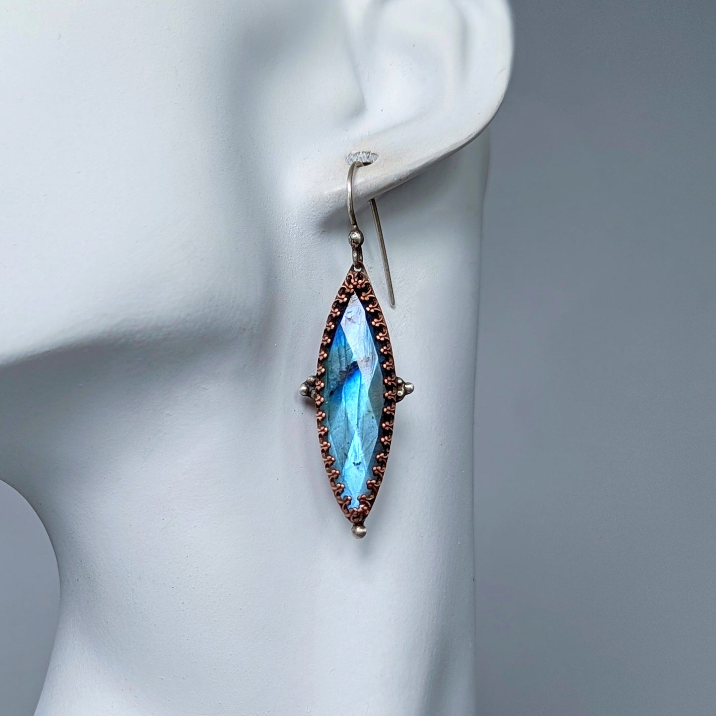Mixed Metal Labradorite Statement Earrings, #03