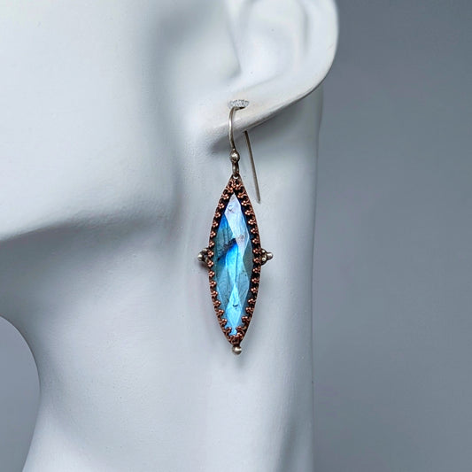 Mixed Metal Labradorite Statement Earrings, #03