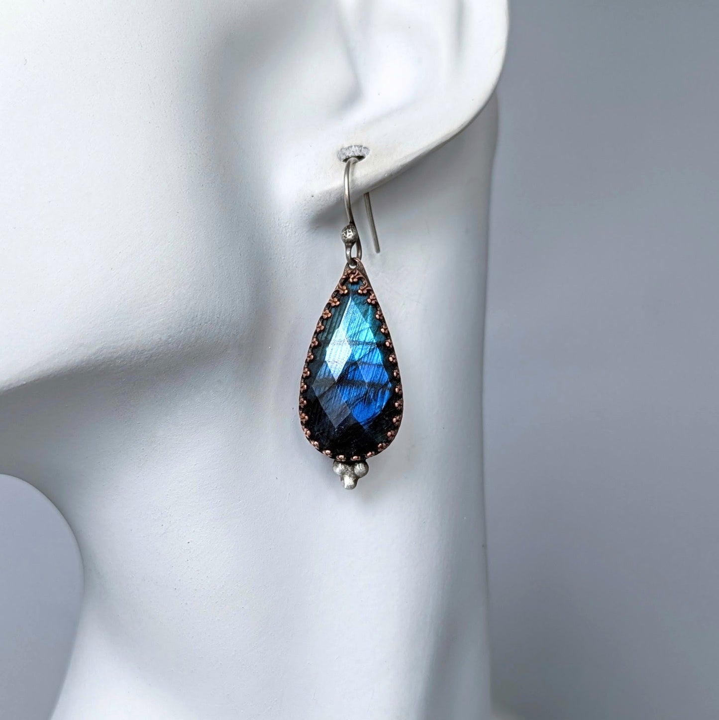 Mixed Metal Labradorite Statement Earrings, #02