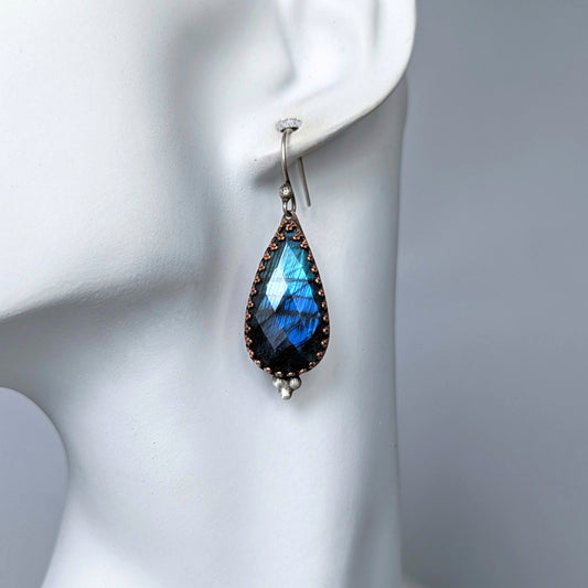 Mixed Metal Labradorite Statement Earrings, #02