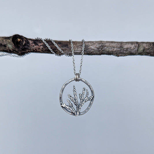 Florae Metallum: Cast Solid Sterling Silver Evergreen Necklace