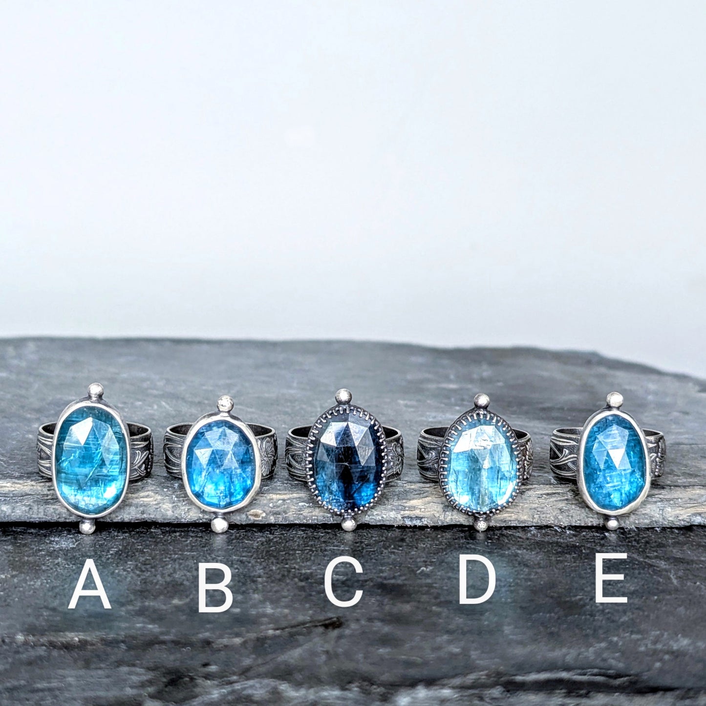 Faceted Blue Teal Kyanite Sterling Silver Artisan Statement Ring