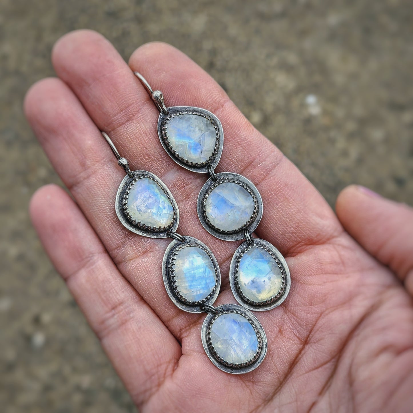 Cascading moonstone earrings