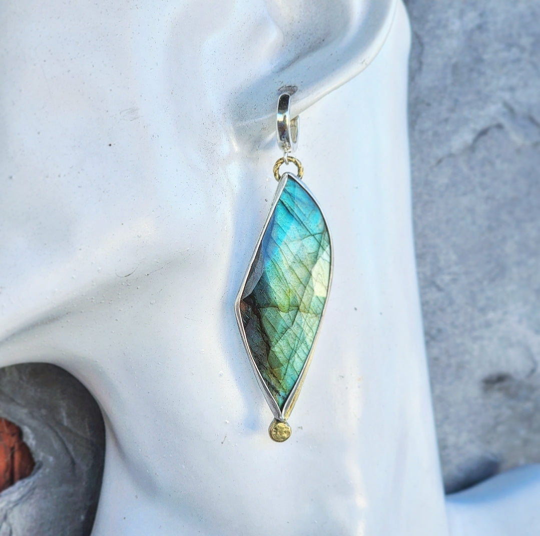 Sterling silver rare faceted labradorite earrings