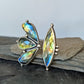 Faceted Labradorite Statement Ring- Art Nouveau Sterling Silver & Copper Open Band Ring, size 7.5-8.5