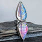 Rainbow Labradorite Statement Ring- Sterling Silver & Copper Art Nouveau Adjustable Ring