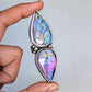 Rainbow Labradorite Statement Ring- Sterling Silver & Copper Art Nouveau Adjustable Ring