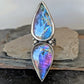 Rainbow Labradorite Statement Ring- Sterling Silver & Copper Art Nouveau Adjustable Ring