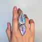 Rainbow Labradorite Statement Ring- Sterling Silver & Copper Art Nouveau Adjustable Ring