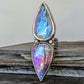 Rainbow Labradorite Statement Ring- Sterling Silver & Copper Art Nouveau Adjustable Ring