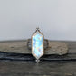 Rainbow Moonstone Statement Ring- Sterling Silver Floral Art Nouveau Ring, Size 7