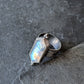 Rainbow Moonstone Statement Ring- Sterling Silver Floral Art Nouveau Ring, Size 7