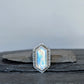 Rainbow Moonstone Statement Ring- Hammered Sterling Silver Floral Art Nouveau Ring, Size 7