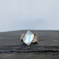 Blue Moonstone Statement Ring- Sculptural Sterling Silver Live Edge Band, Size 9.5