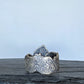 Blue Moonstone Statement Ring- Sculptural Sterling Silver Live Edge Band, Size 9.5