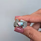 Ethiopian Opal Statement Ring- Sculptural Sterling Silver Live Edge Band, One of a Kind, size 9.25