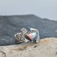 Ethiopian Opal Statement Ring- Sculptural Sterling Silver Live Edge Band, One of a Kind, size 9.25