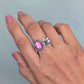 Pink Sapphire and Cast Succulent Open Band Ring-Sterling Silver Botanical Jewelry, Made to size