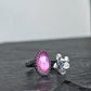 Pink Sapphire and Cast Succulent Open Band Ring-Sterling Silver Botanical Jewelry, Made to size