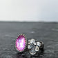 Pink Sapphire and Cast Succulent Open Band Ring-Sterling Silver Botanical Jewelry, Made to size