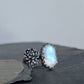 Blue Moonstone and Cast Succulent Open Band Ring- Sterling Silver Botanical Jewelry, Made to size