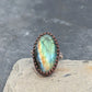 Green Labradorite Rainbow Flash Oval Ring- Hammered Sterling Silver Band, Adjustable