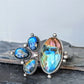 Faceted Labradorite Statement Ring- Sterling Silver and Copper Art Nouveau Open Band Ring, Adjustable Size 8–9