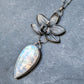 AAA Rainbow Moonstone and Genuine Cast Orchid Statement Necklace- Sterling Silver Botanical Jewelry