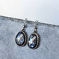 Dark Gray Sapphire Dangle Earrings- Faceted Sapphire, Sterling Silver and Copper Art Nouveau Jewelry