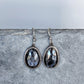 Dark Gray Sapphire Dangle Earrings- Faceted Sapphire, Sterling Silver and Copper Art Nouveau Jewelry