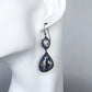 Two-Tone Gray Sapphire Statement Earrings- Sterling Silver and Copper Art Nouveau Dangles