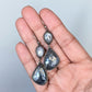 Two-Tone Gray Sapphire Statement Earrings- Sterling Silver and Copper Art Nouveau Dangles